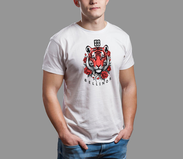 Bellinor Tiger with Roses Crewneck T-shirt